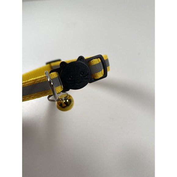 Yellow Cat Breakaway Collar New With Jingle Bell And Reflective Strip - Picture 3 of 4